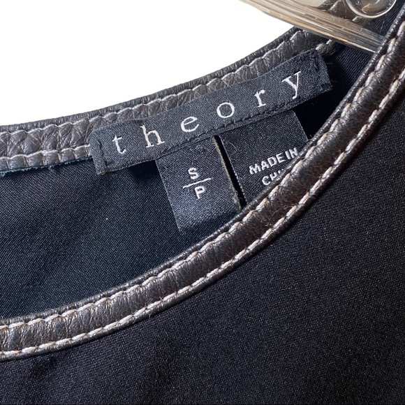 THEORY Bringam 100% Silk Tank With Leather Trim, Size Small - Picture 5 of 12